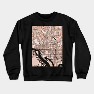 Washington Map Pattern in Soft Pink Pastels Crewneck Sweatshirt